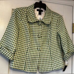 SilkLand Green and White Blazer